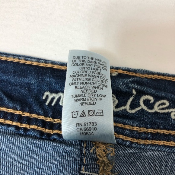 Maurices Stretchy Blue Wash Mid Rise Embellished Pockets Slim Boot Jeans 11/12 - Picture 9 of 16